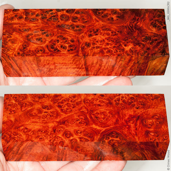 Stabilized wood red amboyna burl block