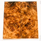 Stabilized golden amboyna burl wood scales