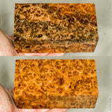 Stabilized wood golden amboyna burl block
