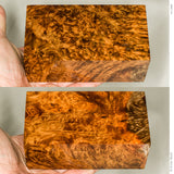 Stabilized wood golden amboyna burl block