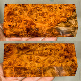 Stabilized wood golden amboyna burl block