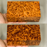 Stabilized wood golden amboyna burl block