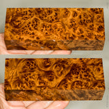 Stabilized wood golden amboyna burl block