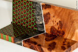 Stabilized oak burl wood segmented panels