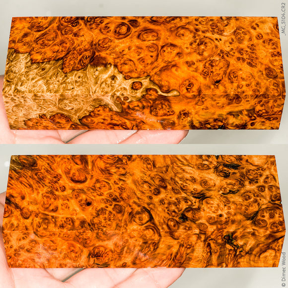 Stabilized wood golden amboyna burl block