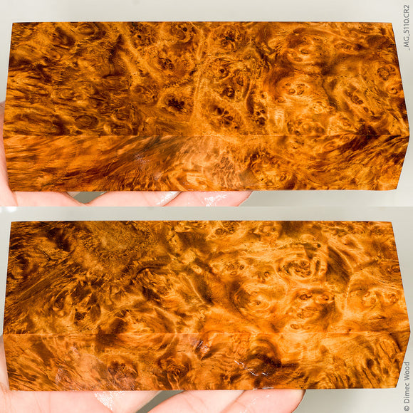 Stabilized wood golden amboyna burl block