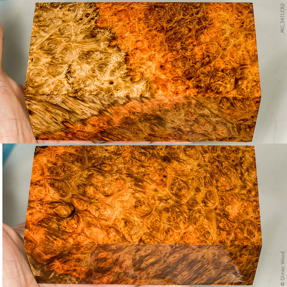 Stabilized wood golden amboyna burl block