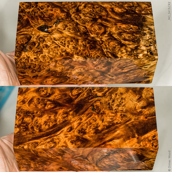 Stabilized wood golden amboyna burl block