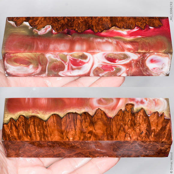 Stabilized hybrid wood box elder burl block