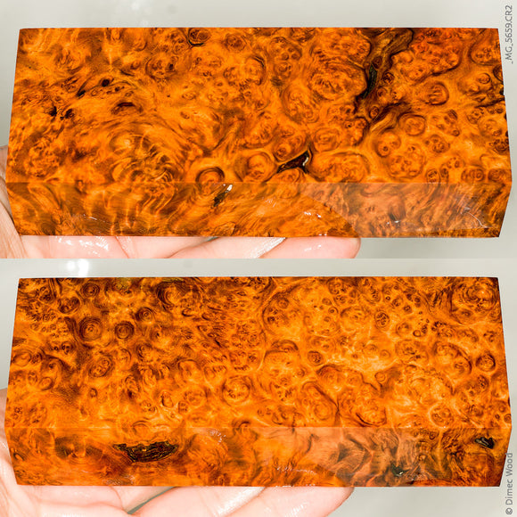 Stabilized wood golden amboyna burl block