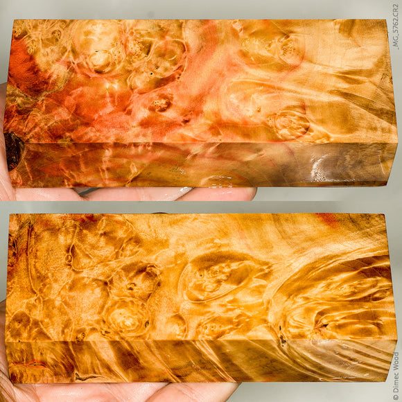 Stabilized natural box elder burl wood block