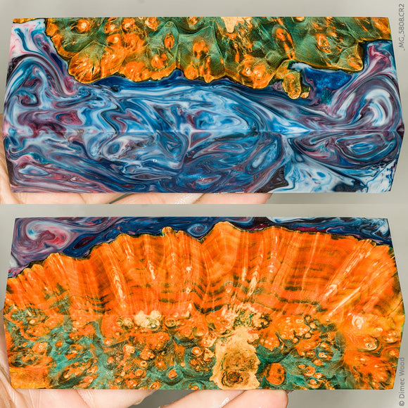 Stabilized hybrid wood box elder burl block