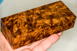 Stabilized wood golden amboyna burl block