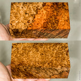 Stabilized wood golden amboyna burl block