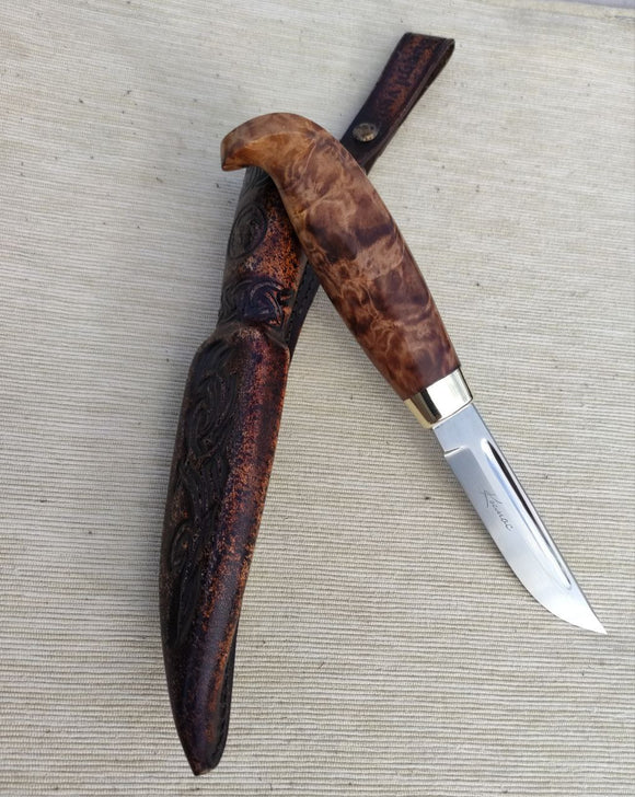 Handmade finnish puukko hunting camping knife 89mm, N690 stainless steel