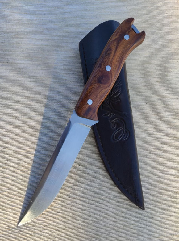 Handmade bushcraft hunting camping knife 145mm, 12C27 stainless steel
